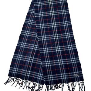 Burberrys Classic Check Scarf Black 100% Lambswool Unisex Scarf Made In England